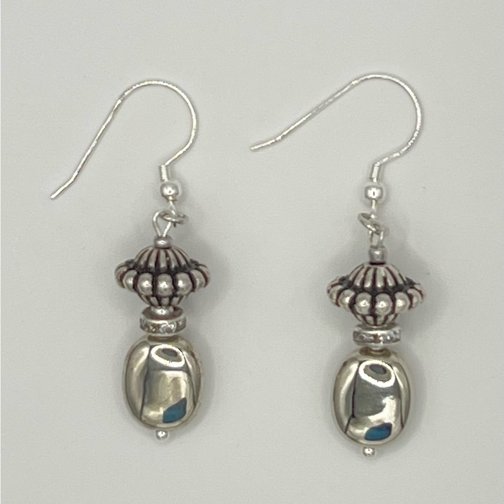 Silver Beaded Drop Earrings